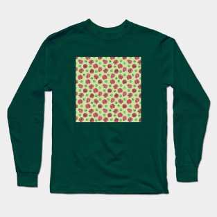 Poppies flowers and seeds pattern - Green Long Sleeve T-Shirt